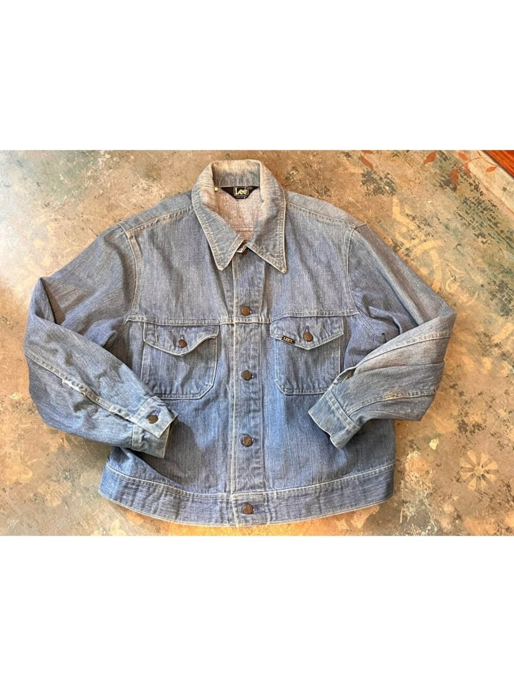 Vintage 70s Lee Riders Denim Jacket Blue Trucker Made in USA Mens XL